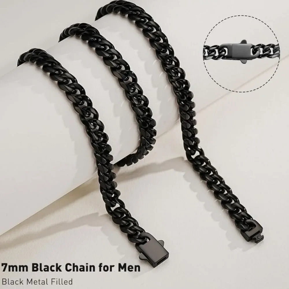 🩵⏭️NIB Black Classic Cuban Chain Link 20
